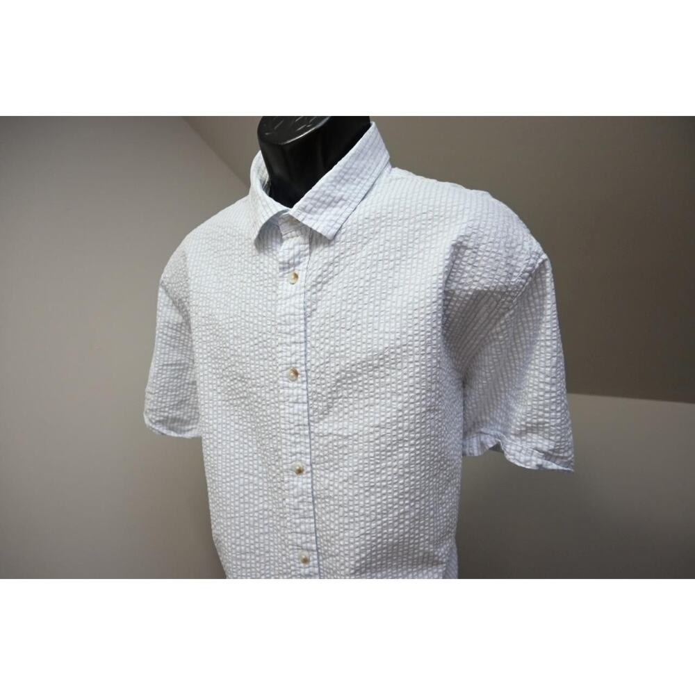 Banana Republic Seersucker Dress Shirt Slim Fit Short Sleeve Button Up Mens 2XL